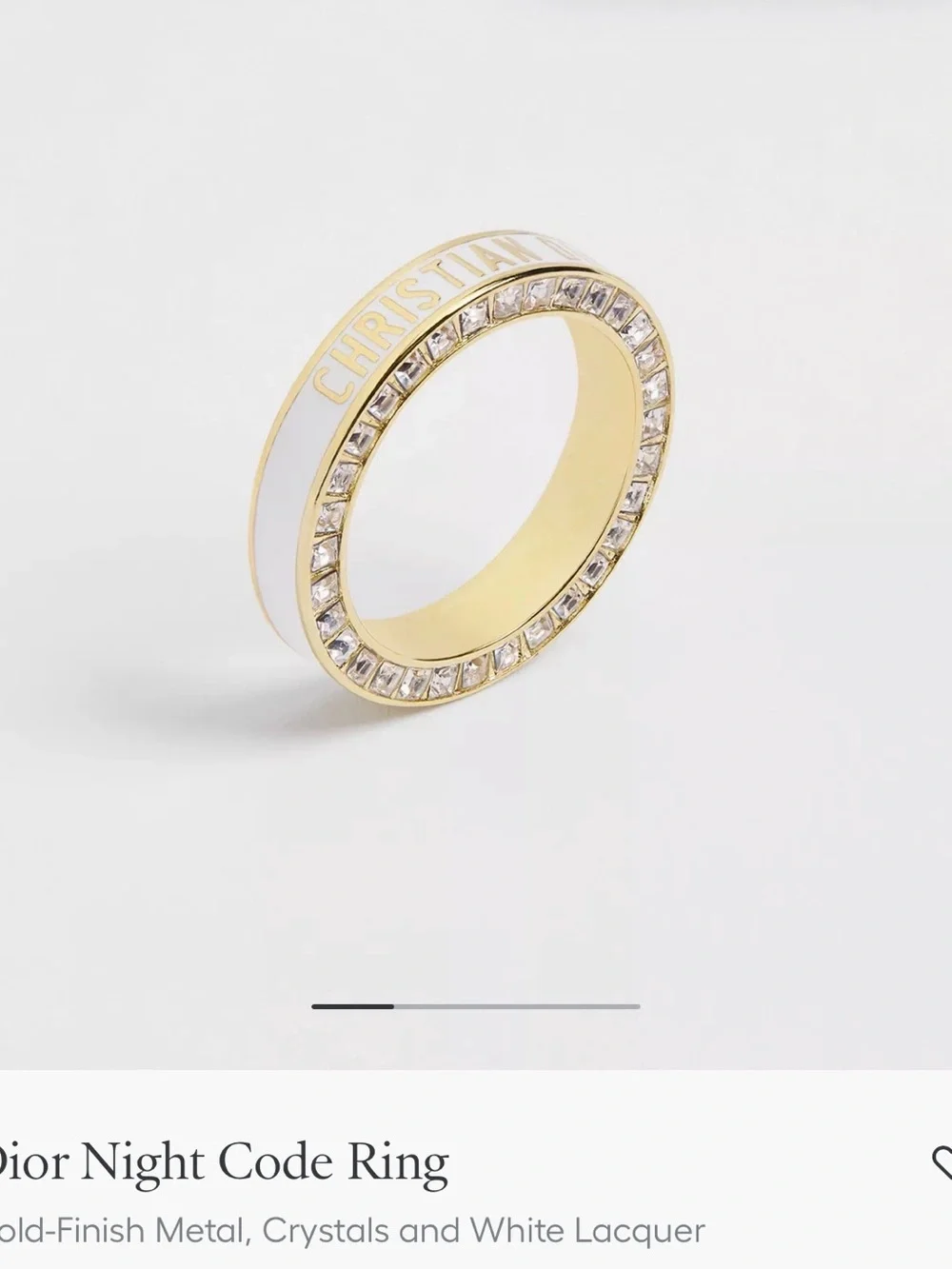 Dior Gold and White Crystal-Trim Band Ring
